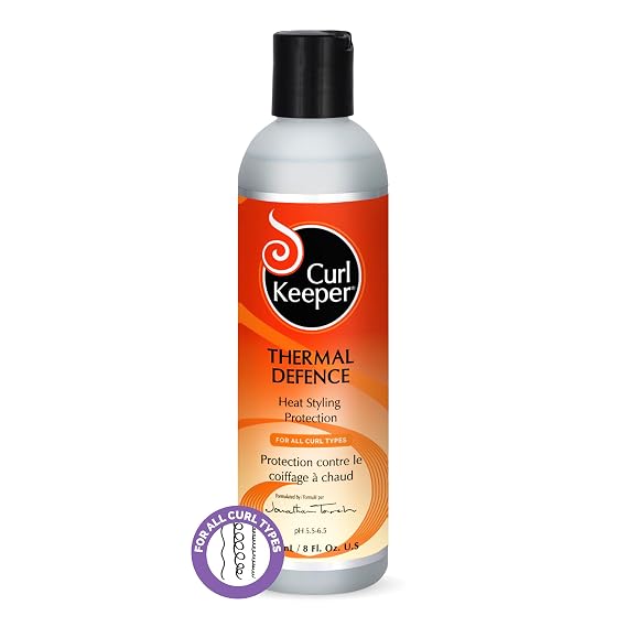 Curl Keeper Heat Protection Cream for All Curl Types - Travel-Size Thermal Styling Protectant for Curly Hair, Flat Iron & Blow Dry (8 Fl Oz)