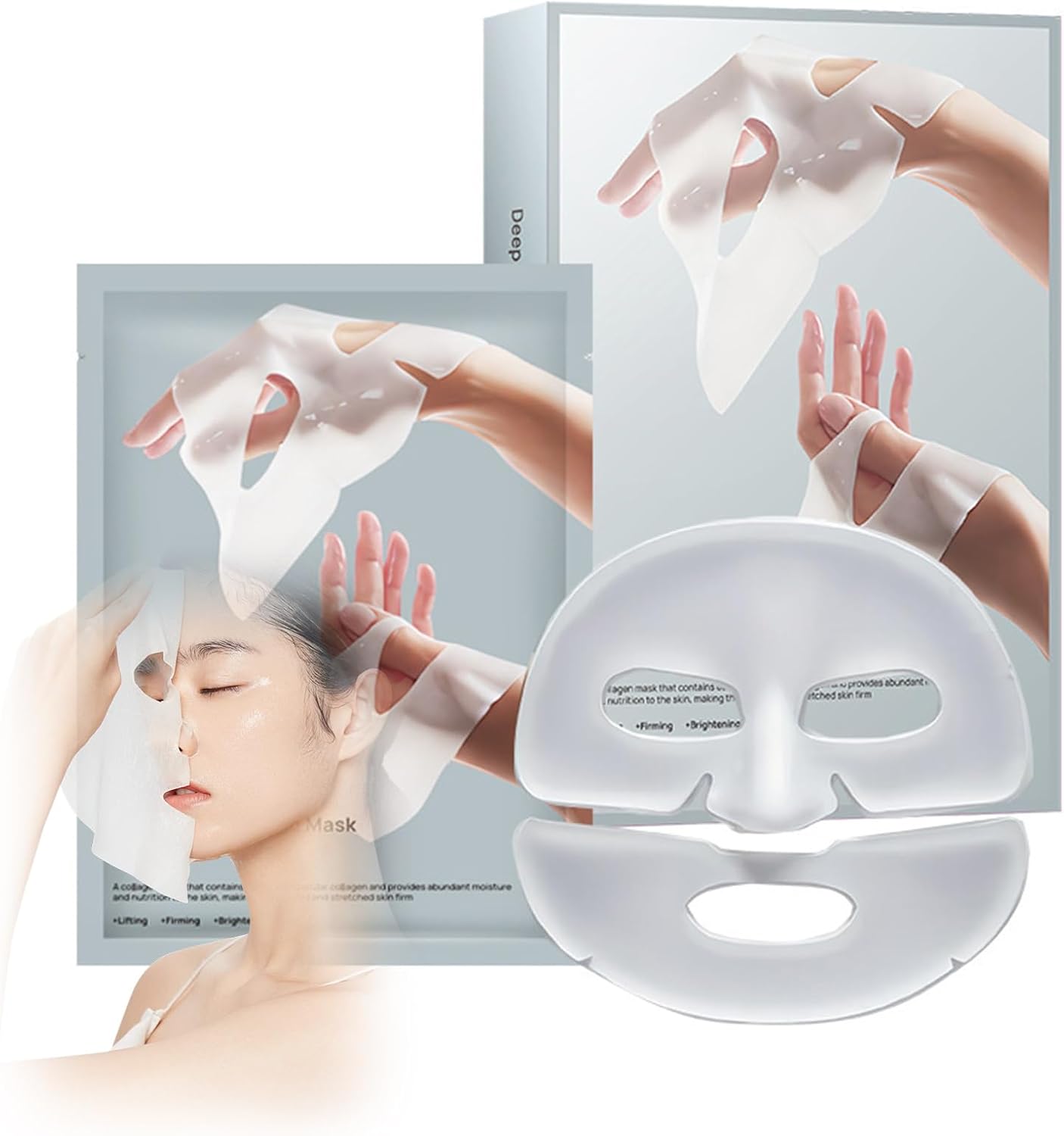 Collagen Face Mask Set - Overnight Hydrogel Jelly Gel Sheet For Deep Hydrating Intensive Moisture Supple-Looking Radiant Glow Resilient-Looking Skin Bio Korean Glass Formula Sleeping Mask