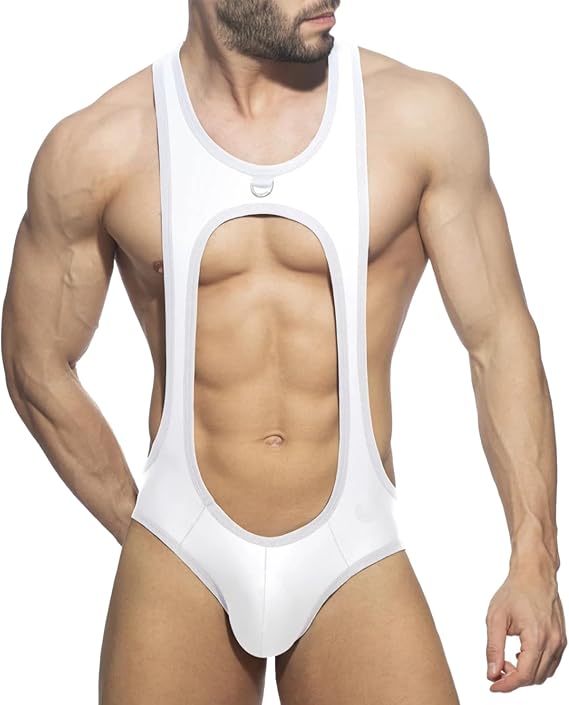 PURFUN Mens Jockstrap Leotard Wrestling Singlet Jumpsuit Bodysuit Sexy One-Piece G-String Underwear Bulge Pouch Thong Bikini