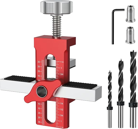 XUNTOP Cabinet Door Installation Jig with 1-1/4in (30mm) Double-Unit Scale 2-in-1 Cabinet Door Mounting Jig Adjustable Aluminium Alloy Positioning Tool Jig for 0.39-1.57in(10-40mm) Cabinet Doors