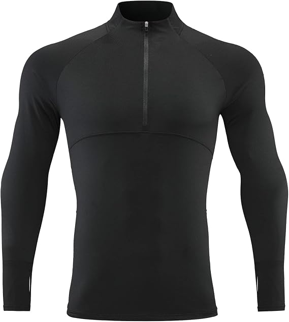 Men's Sports Shirts 1/4 Zip Long Sleeve Running Pullover Tops, Quick Dry Workout Shirts for Gym Athletic Basketball