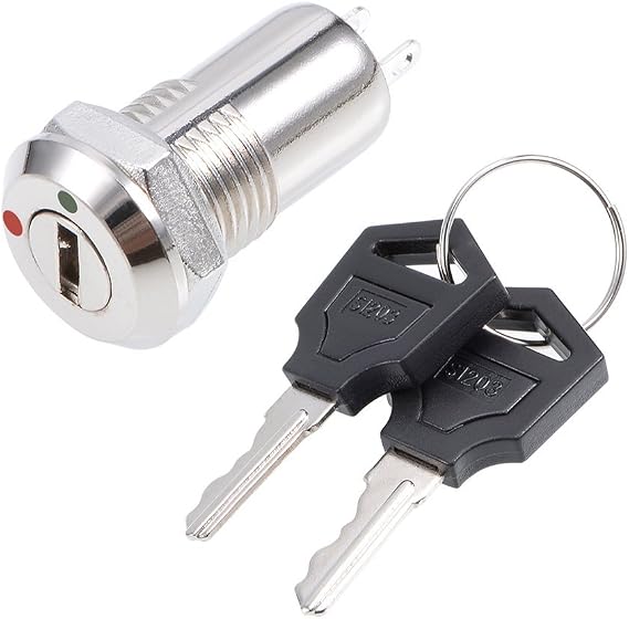Sourcingmap 1Pcs 11.5mm 2 Positions NO NC Electric Key Lock Push Button Switch S1203