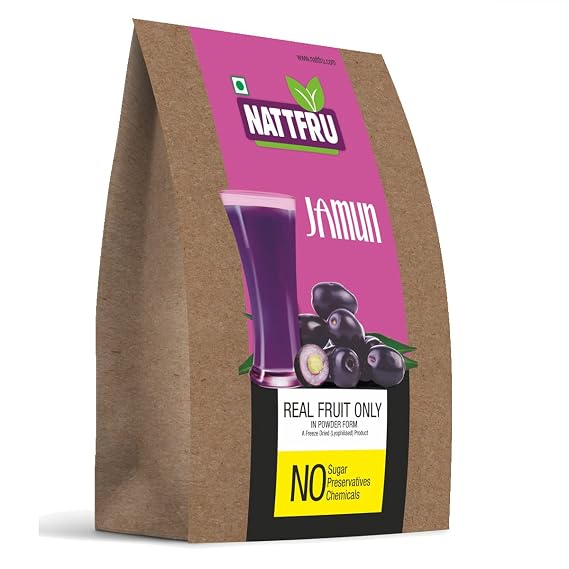 Nattfru Sugar Free Jamun Fruit Juice Powder 60gm, No Added Sugar, No Preservatives, Premium Health Care Juice Powder