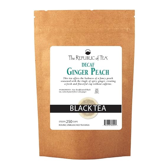 The Republic of Tea - Decaf Ginger Peach Black Tea, Refill Pack of 250 Tea Bags