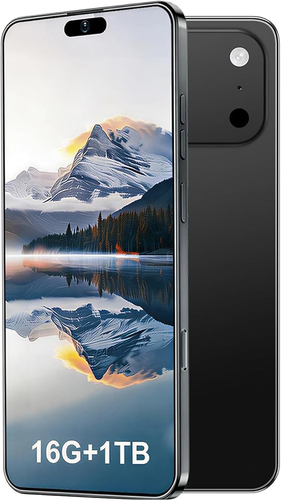 17PM Unlocked Phone, 16+1TB Cell Phone, 6.99" HD Display 5G Smartphone, Long Battery Life 7000mAh, 68+108MP Zoom Camera, Fingerprint Lock/Face ID/Dual SIM/Android 15.0(Black-FX)