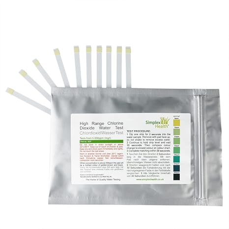 SimplexHealth Chlorine Dioxide 0-500ppm (10 Test Strips)