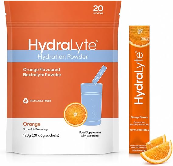 Hydralyte Hydration Effervescent Electrolyte Sachets, 20 Orange Sticks