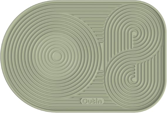 OutIn Silicone Coffee Mat, Foldable & Waterproof | Drip Tray Mat for Espresso Machines and Portable Coffee Makers, 9.8" x 6.7" (Green)