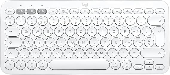 Logitech K380 Bluetooth Keyboard for Windows MacOS iPadOS Android or Chrome OS PC Mac Laptop Smartphone Tablet Swiss QWERTZ Layout - White [Bulk Version - Without Packaging]