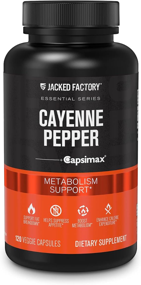 Jacked Factory Capsimax Cayenne Pepper Extract 50mg - Capsimax Capsaicin Supplement - 120 Veggie Capsules (60 Servings)