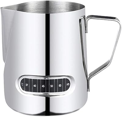 Milk Frothing Pitchers Coffee Steaming Pitcher Mirror Finish Stainless Steel Cream Pitcher Espresso Milk Frothing Pitcher 500ml with Temperature Sensing Function Creamer