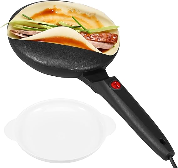 Crepe Makers,Electric Handheld Pancake Maker,Instant Crepe Maker with Handle,8 Inch Non-Stick Instant Crepe Maker,with Batter Bowl Auto Thermostat Control for Home Restaurant (Black)