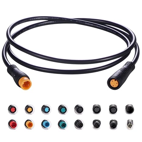 Extension Cable 2Pin/3Pin/4Pin/5Pin/6Pin/8Pin/9Pin Waterproof Plug Works for Electric Bicycle Light/Throttle/Ebrake/Display Extend Cable (3pin 80cm)