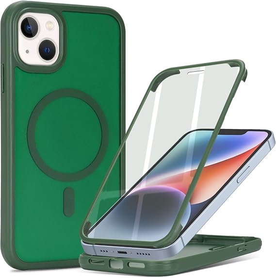for iPhone 13 mini Case with Screen Protector,Dark Green