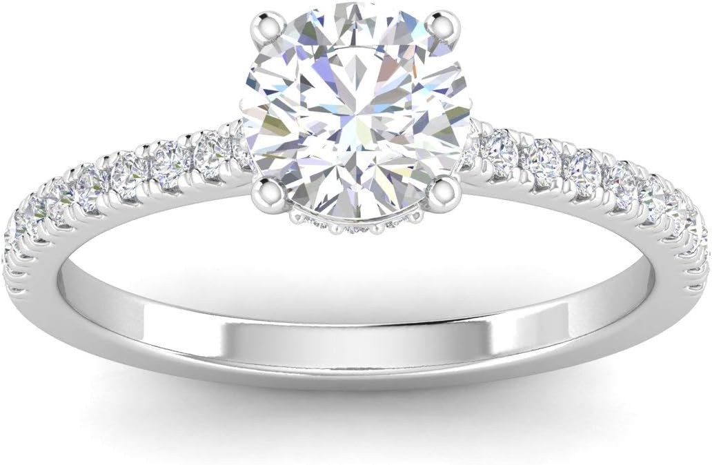 IGI Certified 1 1/4ctw Diamond Halo Engagement Ring in 14k White Gold (IGI Certified 1 1/4ctw, I-J, I2-I3)