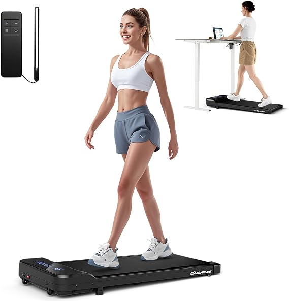 Goplus Walking Pad, 2.5 HP Under Desk Treadmill with Remote Control & LED Display, 3 Countdown Modes, 0.6-4 MPH Portable Treadmills for Home Small, Office, Free-Installation