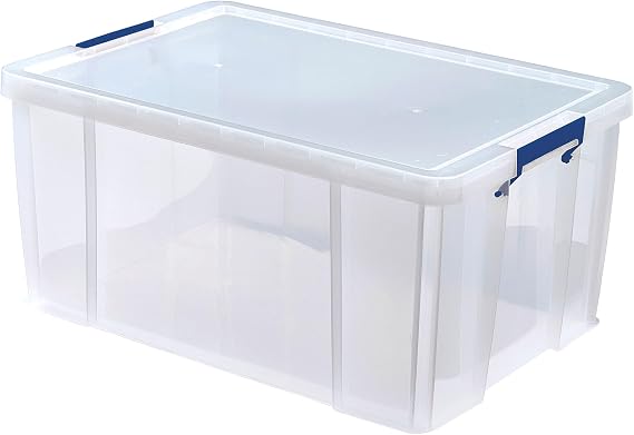 Bankers Box 70L Plastic Storage Box with Lids, ProStore Super Strong Stackable Plastic Storage Boxes (30 x 48 x 38.5cm), Clear