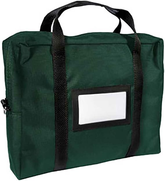Forest Green Courier Bag 18W x 14H x 4D Laminated Nylon Briefcase with Cardholder