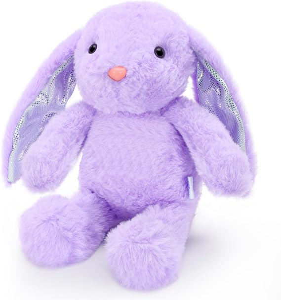 VANLINNY Easter Bunny Stuffed Animal, Purple Bunny Plush with Glitter Spot Long Ears, Huggable and Soft Rabbit Plush Toy, Easter Gifts for Kids, Xmas Birthday Gift for Boys, Girls and Toddlers