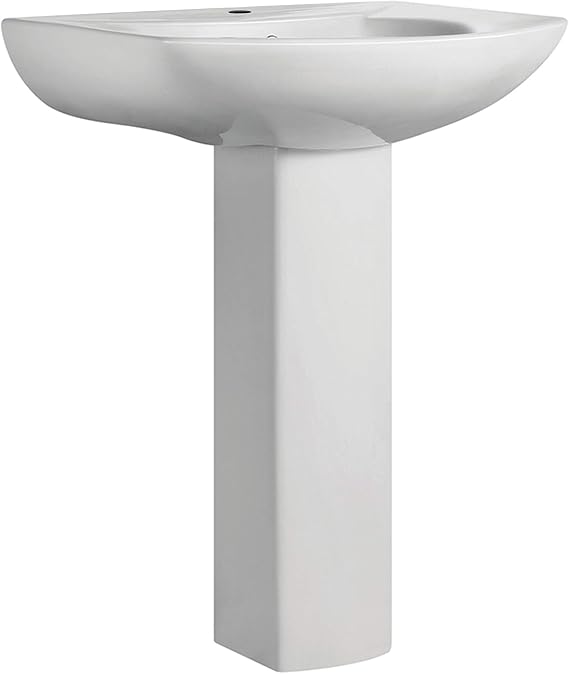 Chateau Pedestal Ceramic Bathroom Sink Round Single Faucet Hole in White