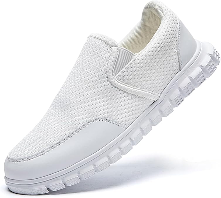 Mens Loafers Walking Casual Slip On Shoes Comfortable Lightweight Boat Shoes Fashion Classcial Sneakers White US 9.5
