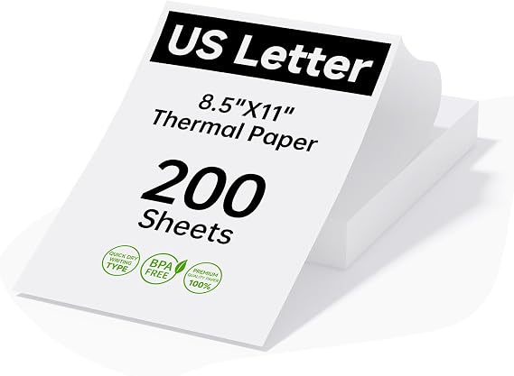 HPRT 200 Sheets Thermal Paper 8.5 x 11" US Letter, Advanced Printing