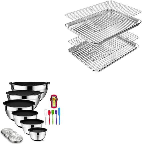 Rottay Quarter Sheet Pan Set + Mixing Bowls Set Black