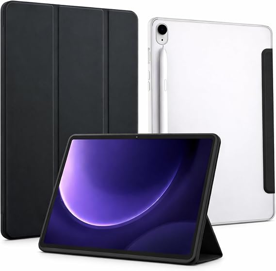 Coverzone Samsung Galaxy Tab S8 Plus ile uyumlu Tablet Kılıfı Şeffaf Arka Kapak Smart Cover Katlanabilir Standlı Kalem Yuvalı Darbe Emici Koruyucu Slim Tablet Kılıfı Akıllı Uyku Özellikli