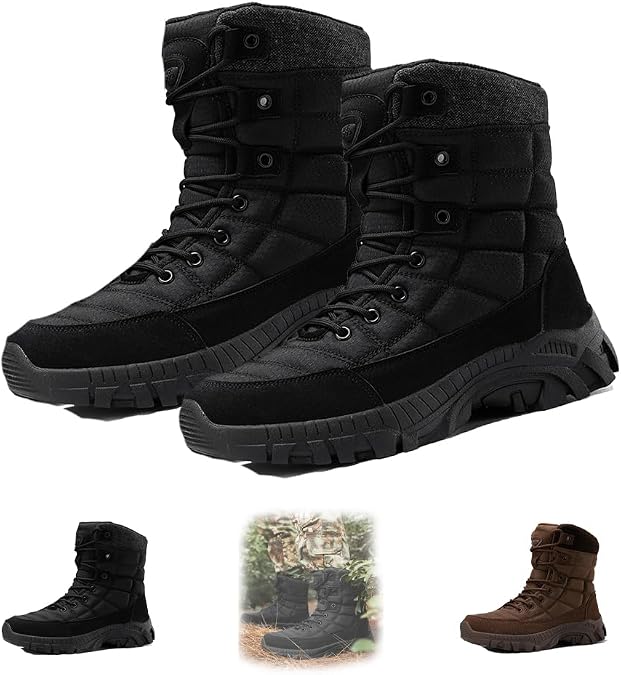 Men's Waterproof Work Boots Lightweight Non Slip Outdoor Hiking Boot Casual Breathable High Top Military Tactical Boots Orthopedic Walking Shoes