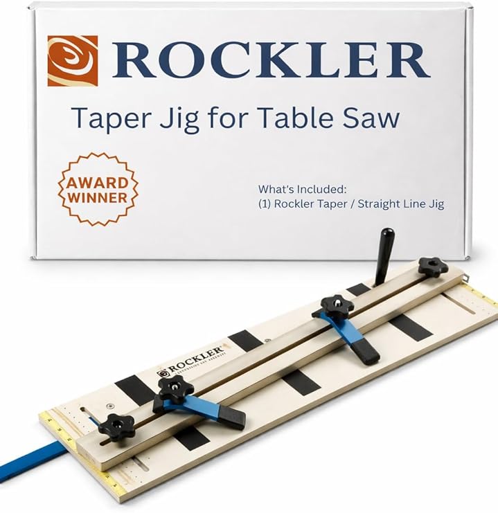 Rockler Taper Jig/Straight Line Jig - Power Tool Accessory Jigs Makes Tapered Cuts Fast - Wood Cutting Jig is Perfect for Chair Legs - Hardware Jig Includes 36 Miter Bar Table Saw Accessories