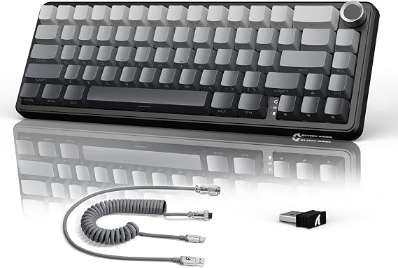 ATTACK SHARK X66 Gaming Keyboard Wireless/Bluetooth/Wired Mechanical Keyboard 60% Layout with Knob