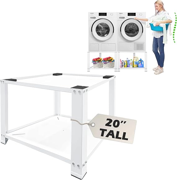 Royxen Laundry Pedestal 28" Wide Universal Fit, Washing Machine Base Stand Dryer Base Platform Heavy Duty with 20" Height, Newest Model (White)