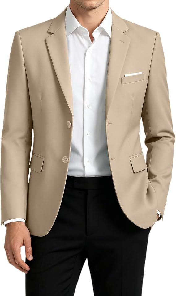 Blazer for Men,Classic Two Button Suit Jacket,Solid Slim Fit,Notch Lapel