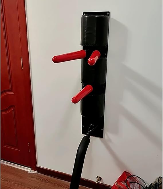Wing Chun Dummy Wood Kung Fu Training Equipment, Wall Mount Wing Chun Dummy Practice Man Pile, Karate Martial Arts Punching Kicking Exercise Tool with Attachment