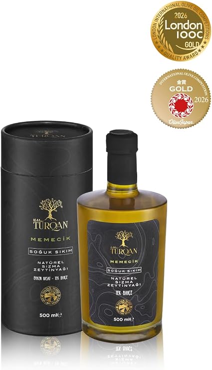 Villa TURQAN 500 ml Erken Hasat Soğuk Sıkım Memecik Natürel Sızma Zeytinyağı | Premium | Tek Bahçe (2025/2026)