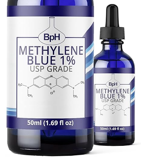Biopharm Methylene Blue (USP Grade) 1%, 50 mL (1.69 fl oz). Made in U.S.A. | 3rd Party Tested. Dropper Included. Trusted Brand for 49 Years. Glass Bottle.