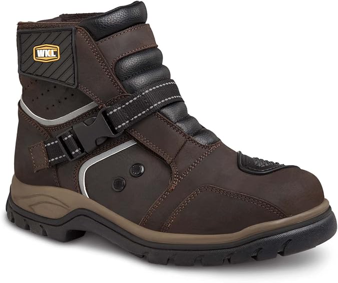 WORKLAND 77414 Motorcycle Boots Men - Leather Work Boots for Men - Biker Boots Touring, Sport - Botas para Motocicleta Hombre - Breathable with Protections - Rubber Sole Slip Resistant, Reflective Size 30