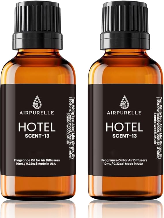 AirPurelle Luxury Hotel Diffuser Oil Scent-13 Crisp White Tea Lily Sandalwood Aromatherapy Fragrance Oil for Ultrasonic and Waterless Diffusers 2 Pack(2 * 0.34 fl oz) Dream On Scent