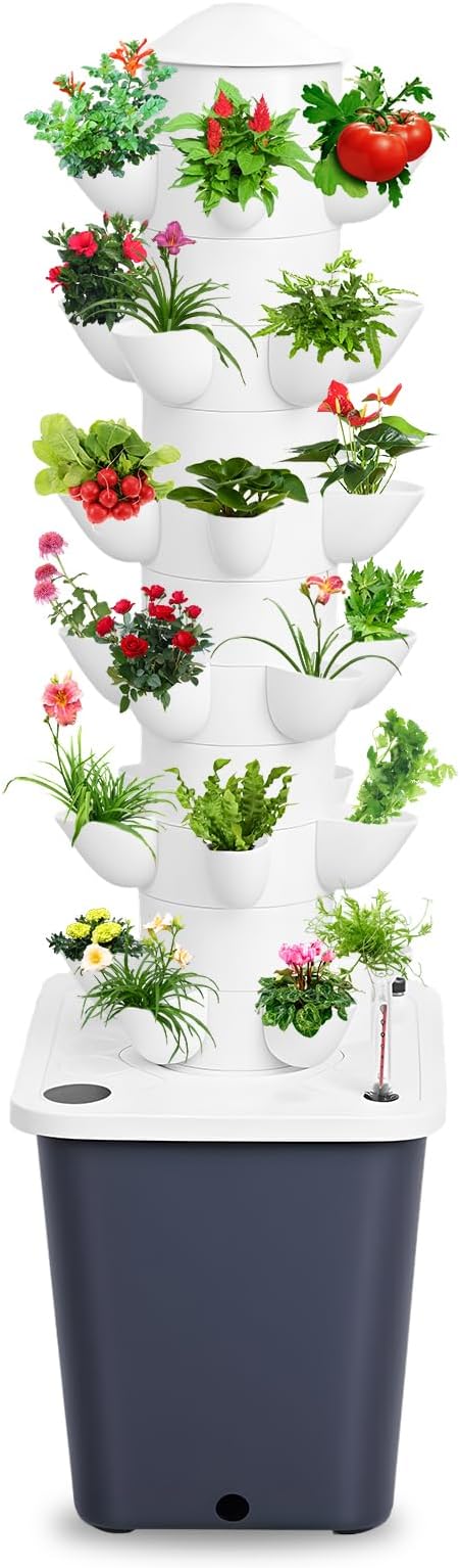 Hydroponics Growing System, 6 Tier Hydroponic Planting Tower, with 10L Water Tank, Indoor Soilless Cultivation System, Efficient Home Gardening for