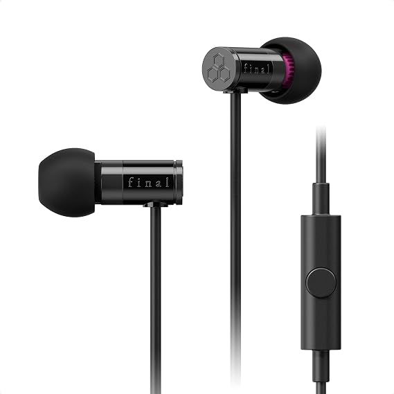 Final Audio E1000C In-Ear Headphones Earphones with Dynamic drivers and Microphone (Black)