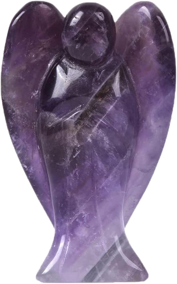Angel Healing Crystal Set with Box & Velvet Pouch, Crystal Angel, Guardian Angels Gift for Women Crystal Ornament Reiki Crystals for Meditation, Spiritual Healing & Gift (Amethyst)