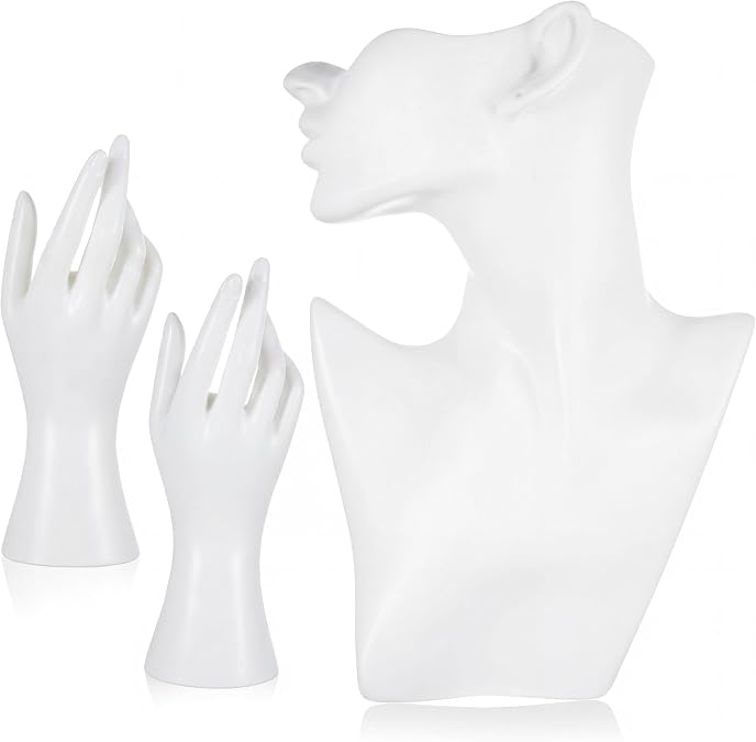 Kigley Jewelry Mannequin Display Set Including Boutique Bust Holder Hand Display Bracelet Ring Stand Mannequin Earring Stand