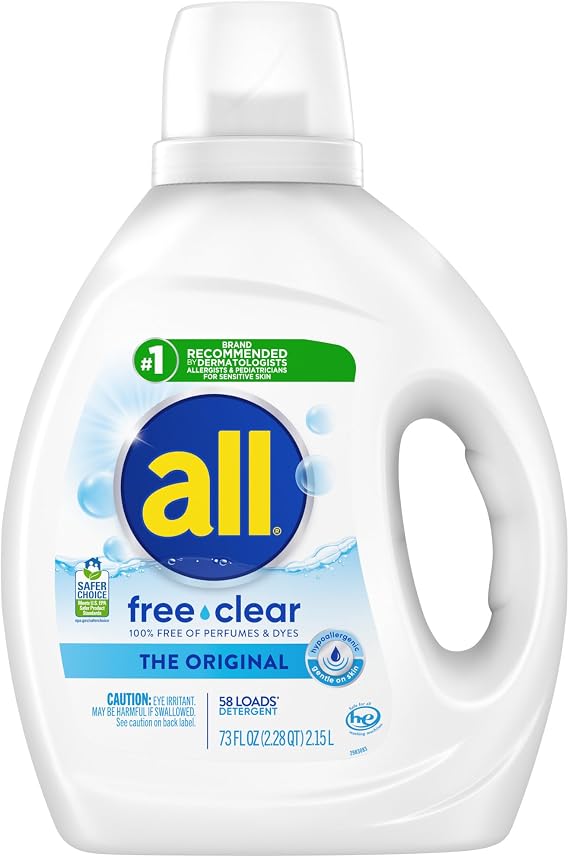 all Liquid Laundry Detergent for Sensitive Skin, 73 Fl Oz, 58 Loads
