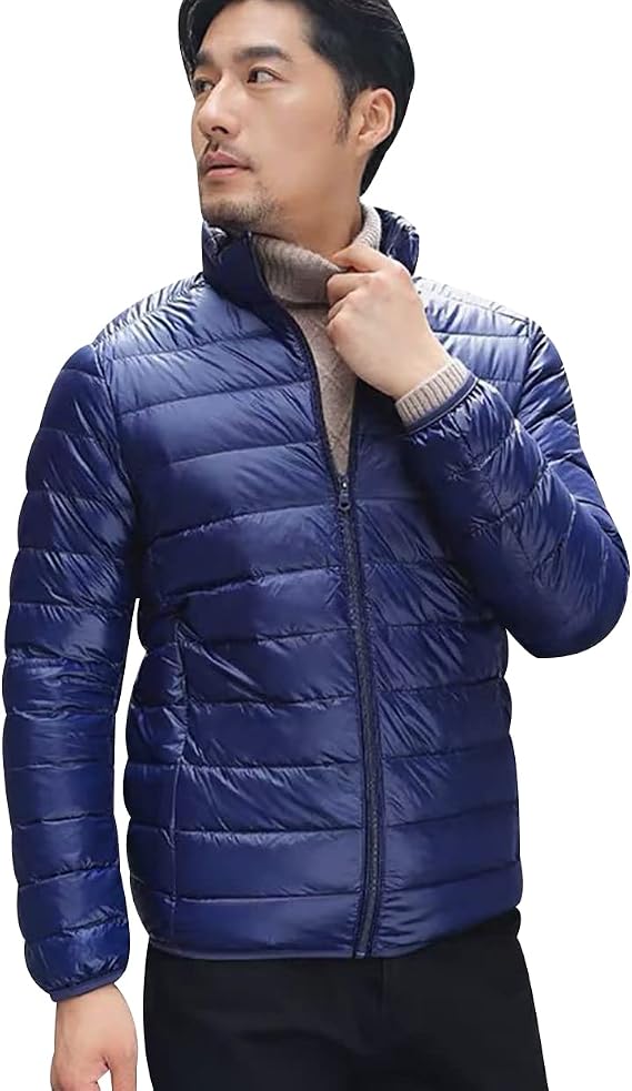 Lightweight Down Jacket Men With Hood Mens Down Coats Men'S Ultra Light Packable Down Jacket Down Filled Coat Parka Quilted Padded Hooded Puffer Jacket Ladies Bubble