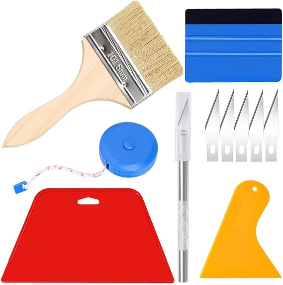 Wallpaper Tools Kit Vinyl Wrap Tools Wallpaper Cutter Professional Wallpapering Smoother Tool with Trimming Tool Felt Squeegee for Wallpaper Car Window Film Wrapping Contact Paper