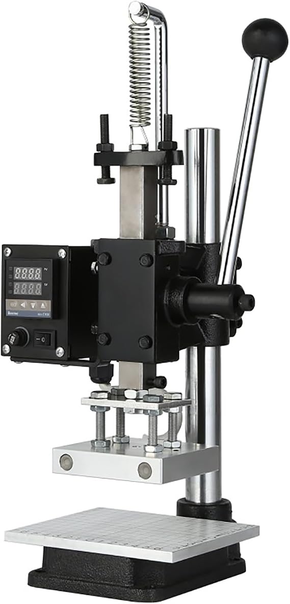 Leather Bronzing Embosser, Digital Hot Foil Stamping Machine(10x13cm Area), 0~400C Accurate Control and Clear Scale, 0~16cm Height Adjustable, and Time, for Paper, Leather, Plastic