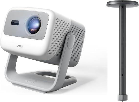JMGO N1S 4K Smart Portable Projector, Triple Laser, 1100 ISO Lumens, Gimbal Instant Auto Focus, Google TV, Netflix, 110% BT.2020, HDR10, 10W Dolby Audio, Blu-ray 3D, 200" for Home, Outdoor, Gaming