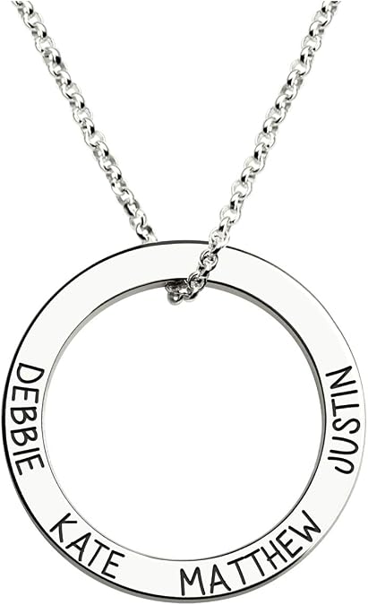 Getname Necklace Personalised Sterling Silver Family Hoop Necklace Personalized Name Pendent for Wife Custom Made Any 4 Names