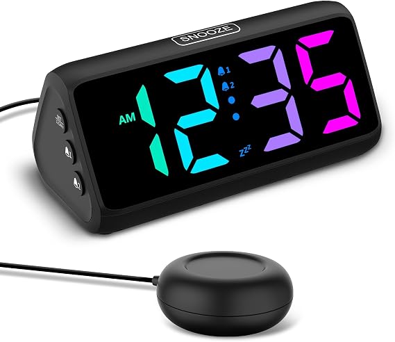 Netzu Loud Alarm Clock for Heavy Sleepers Black
