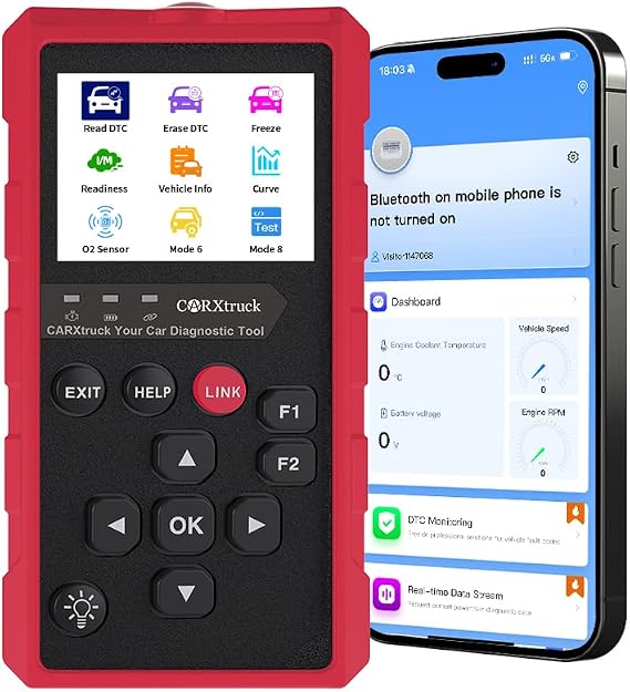 Wireless obd2 Scanner Diagnostic Tool,Bluetooth OBD2 Scanner for Android & iPhone,Check Engine Code Reader with Live Data, I/M Readiness & Fault Code Reset, for All Vehicles from 1996